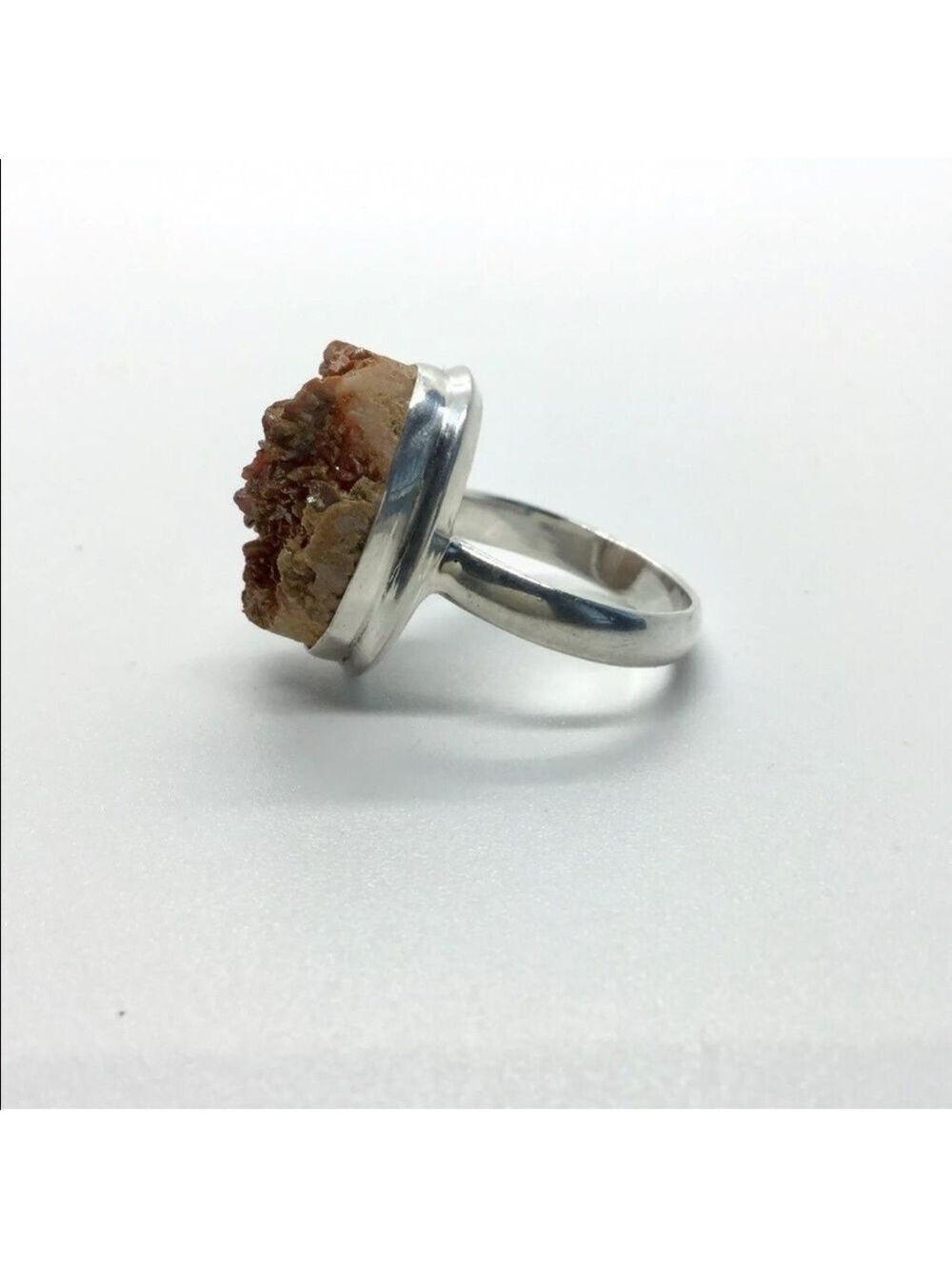 DRUZY RAW GEMSTONE STERLING SILVER RING - Picture 7 of 10
